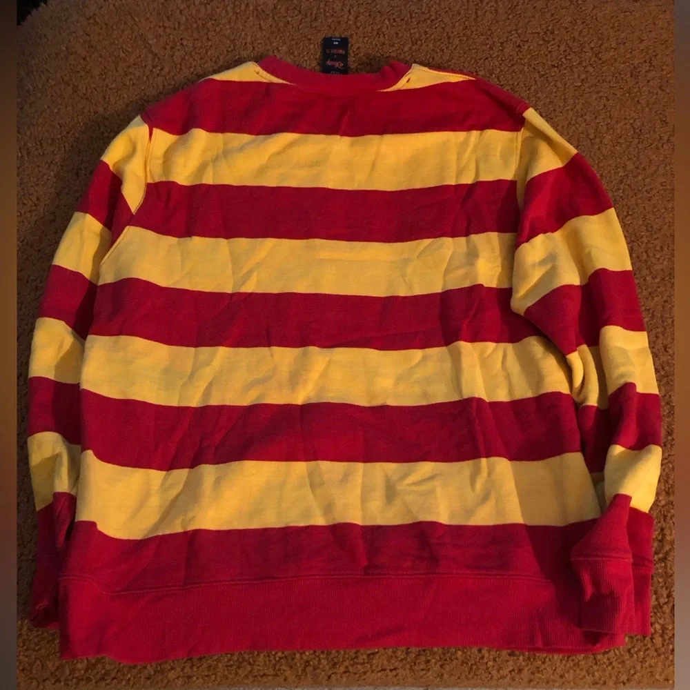 Forever 21/Disney Japanese Red & Yellow Striped Crewneck Sweatshirt